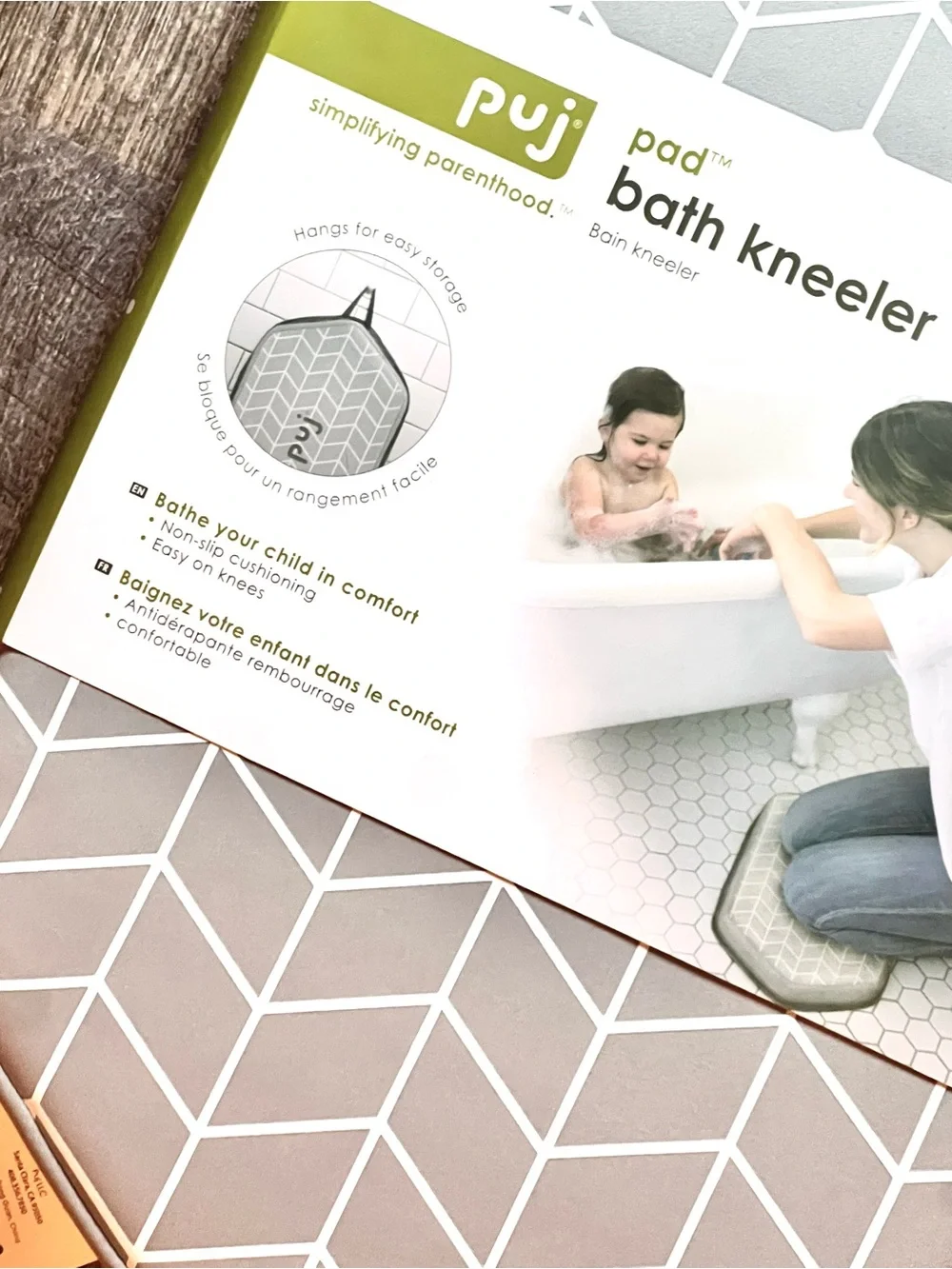 Puj Pad Bath Kneeler Cushioned Non-Slip Baby Bath Mat Gray NWT